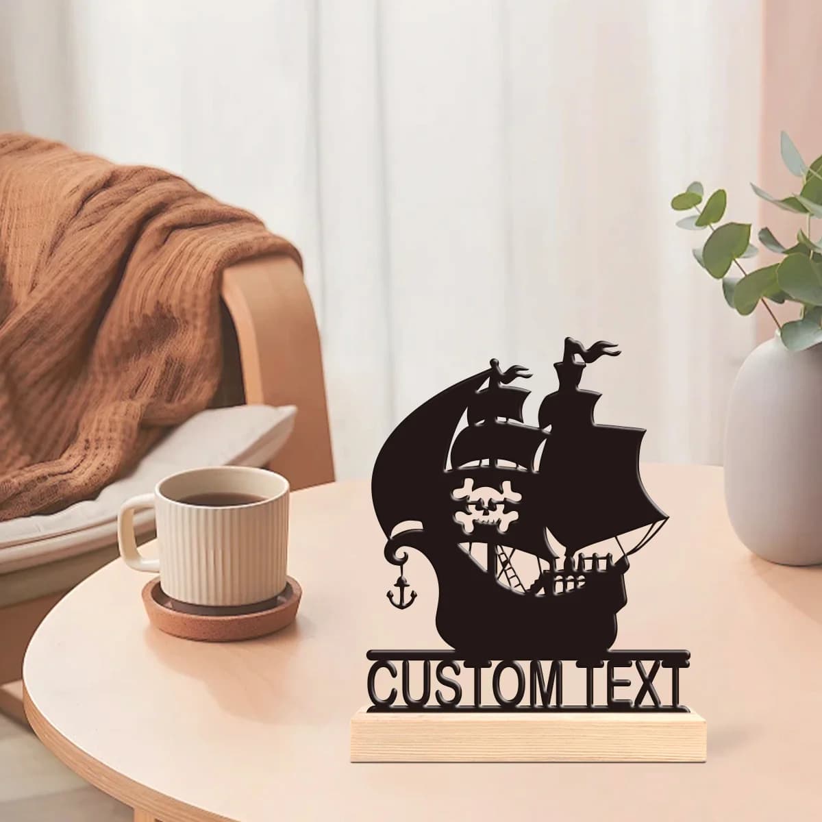 1pc Personalized Desktop Metal Ornaments Custom Name Equipped with Wooden Base Desktop Decorations,Office Decorations