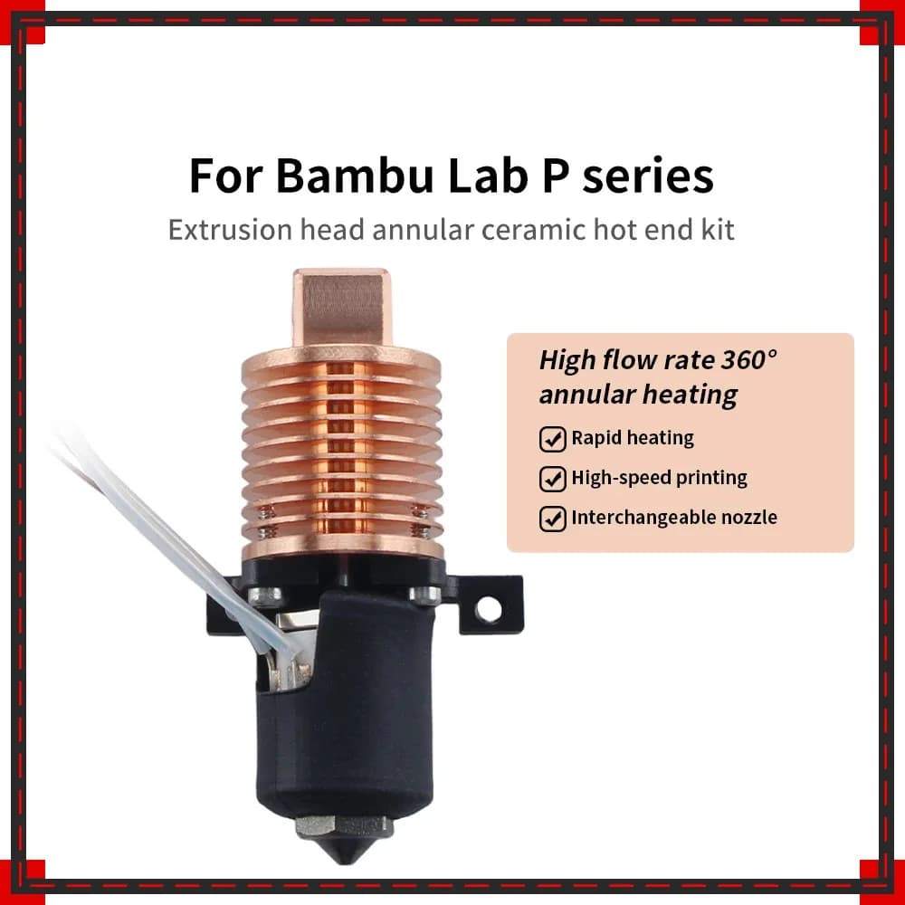 Accessori per stampante 3D per Bambu Lab Serie P Testa estrusa Ceramica anulare Versione aggiornata Kit Hotend durevole