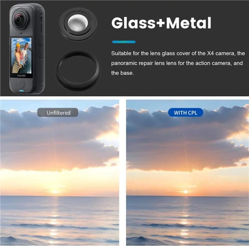 Vetro per obiettivo della fotocamera con base per accessori per action camera X4, parti di ricambio per