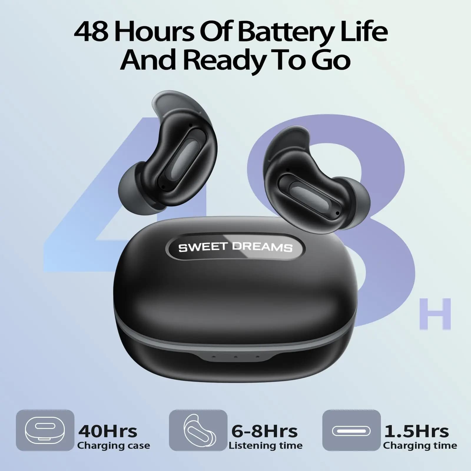 Auricolari D20 Mini per chi dorme sul fianco | Cuffie Bluetooth 5.4 con ANC, 48 Ore di Autonomia, Impermeabili IP7, Audio Hi-Fi, Bassi Potenti, Microfono ENC