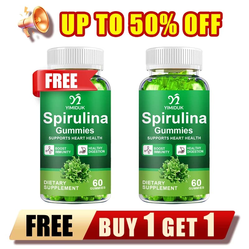 Caramelle Gommose di Spirulina e Clorella Biologiche, Ricche di Proteine Vegane, Clorofilla, per Energia Quotidiana, Detox, Antiossidanti, Immunità