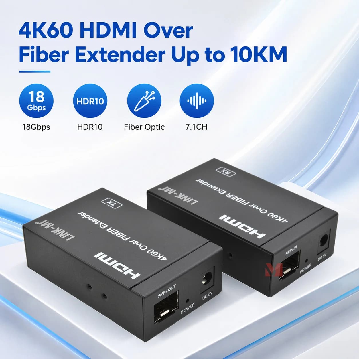 Extender 4K60 su Fibra Ottica HDMI/DP/USB-C fino a 10 km Tramite Cavo Monomodale in Moduli SFP via OM4 fino a 300 m Trasmettitore Ricevitore