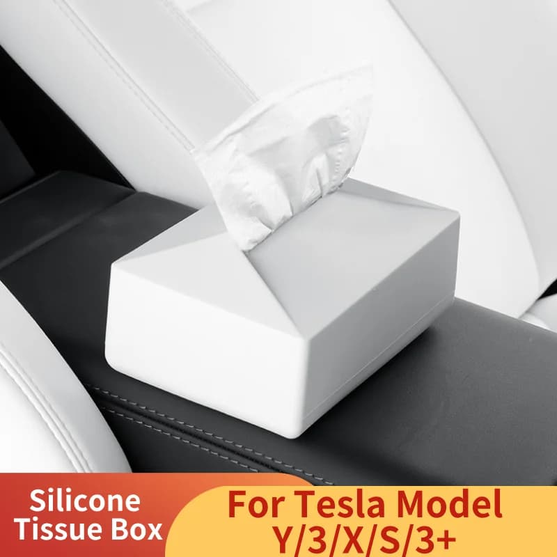Scatola per fazzoletti in silicone per Tesla Model Y Juniper/3/X/S/3+ Scatola per fazzoletti per schienale Cybertruck Accessori per auto per rifinitura interna auto