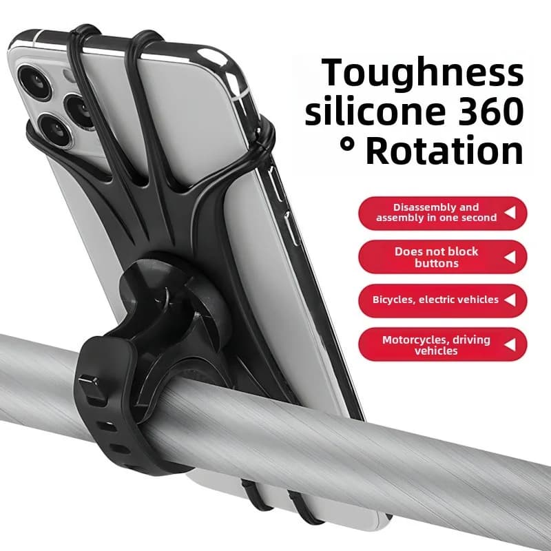 Supporto Girevole per Telefono da Moto Elettrica, Montaggio Antiurto in Silicone con Attivazione a Singolo Tocco, 13x6x5cm, Adatto alla Maggior Parte degli Smartphone