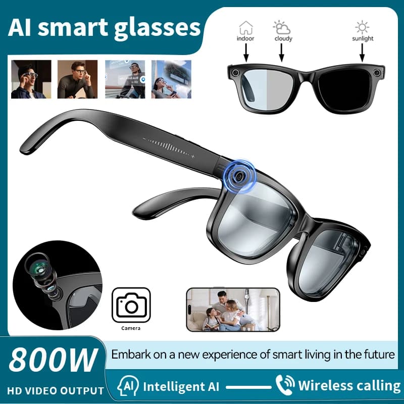 LIGE Nuova Fotocamera Occhiali da Sole 800w Pixel Fotocamera Registrazione Riduzione del Rumore Riconoscimento Ai Traduzione Occhiali Intelligenti Anti Luce Blu