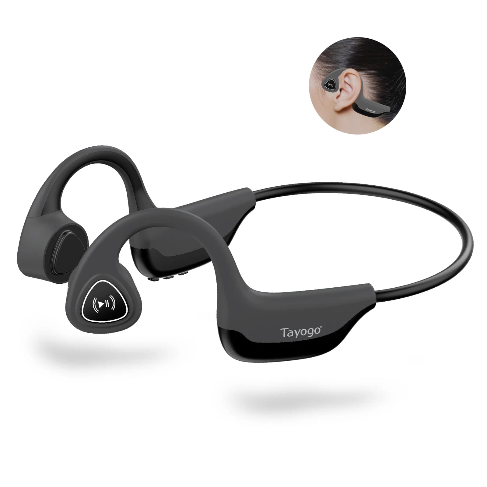 Cuffie a conduzione ossea Tayogo, auricolari a conduzione ossea Bluetooth Wireless, cuffie auricolari aperte con microfono
