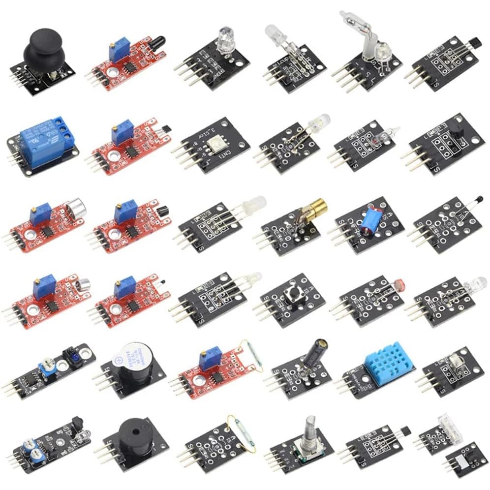 Sensor Kit 37 in 1 for Arduino with tutorials, sensor modules compatible with Arduino and Raspberry Pi programming, active cicaline