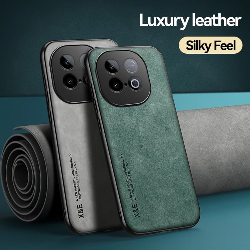 Luxury Leather Case for Live IQOO Z10 Turbo Magnetic Car Holder IQOO Z10 Turbo Pro Z9 Turbo Cover Fundas