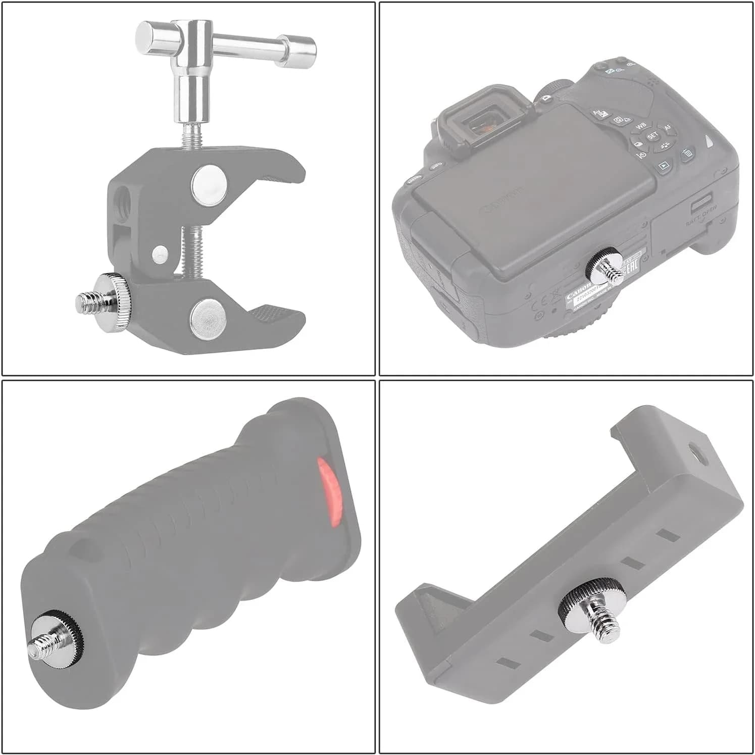 Male to 1/4" Male to 1/4" Male to 1/4" Male to 1/4" Male to 1/4" Male, Supports Tripod and Accessories for Action Camera