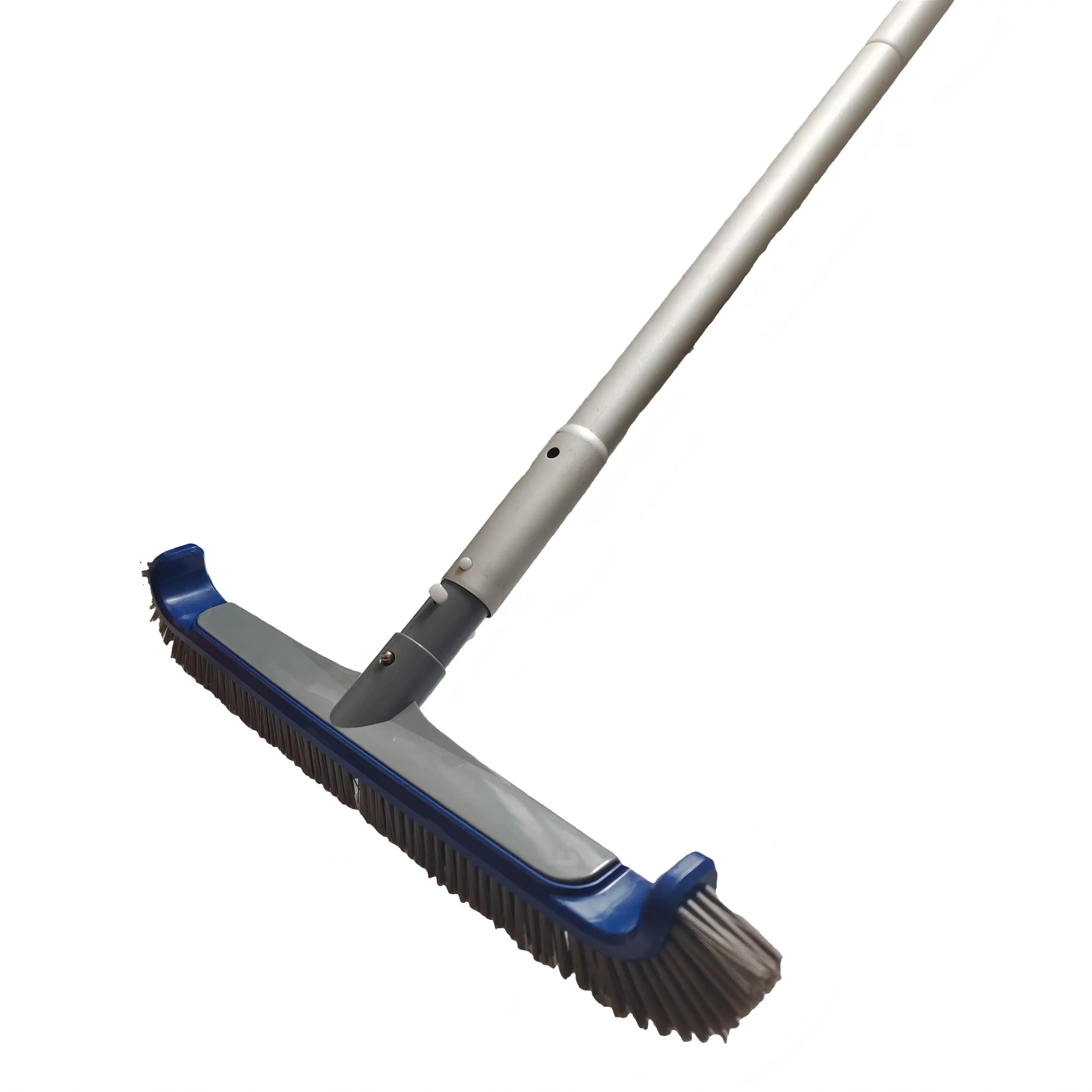 Heavy Duty Pool Brush Head with Detachable Aluminum Handle for Pool Wall Steps Corner Cleaning