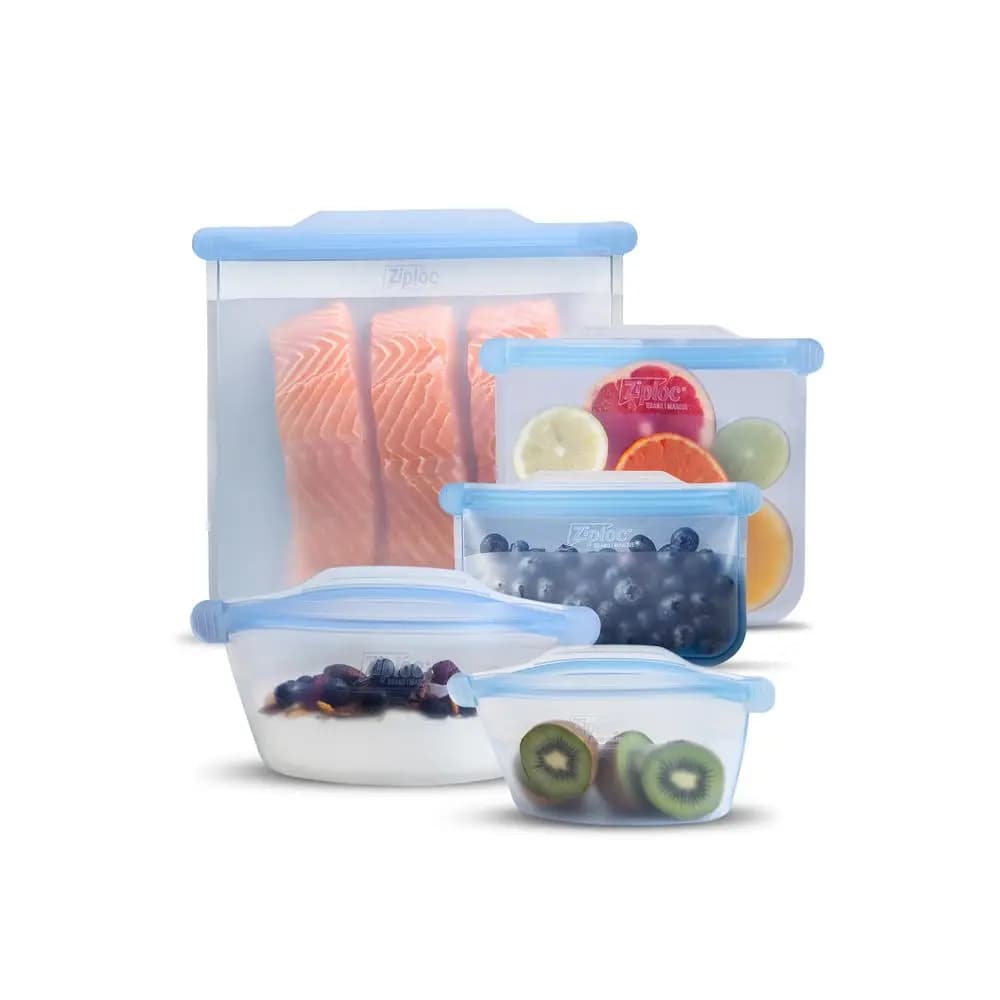 Confezione Assortita di Sacchetti e Contenitori Endurables, Sacchetti in Silicone Riutilizzabili e Contenitori per Conservazione Alimenti e Preparazione Pasti per Freezer, Forno, ecc.