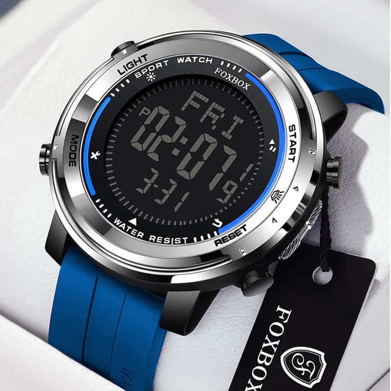 FOXBOX Digital Men's Watch Open Air Sports Waterproof Luminous Men's Watch Military Quartz Wrist Watch for Men Montre Homme