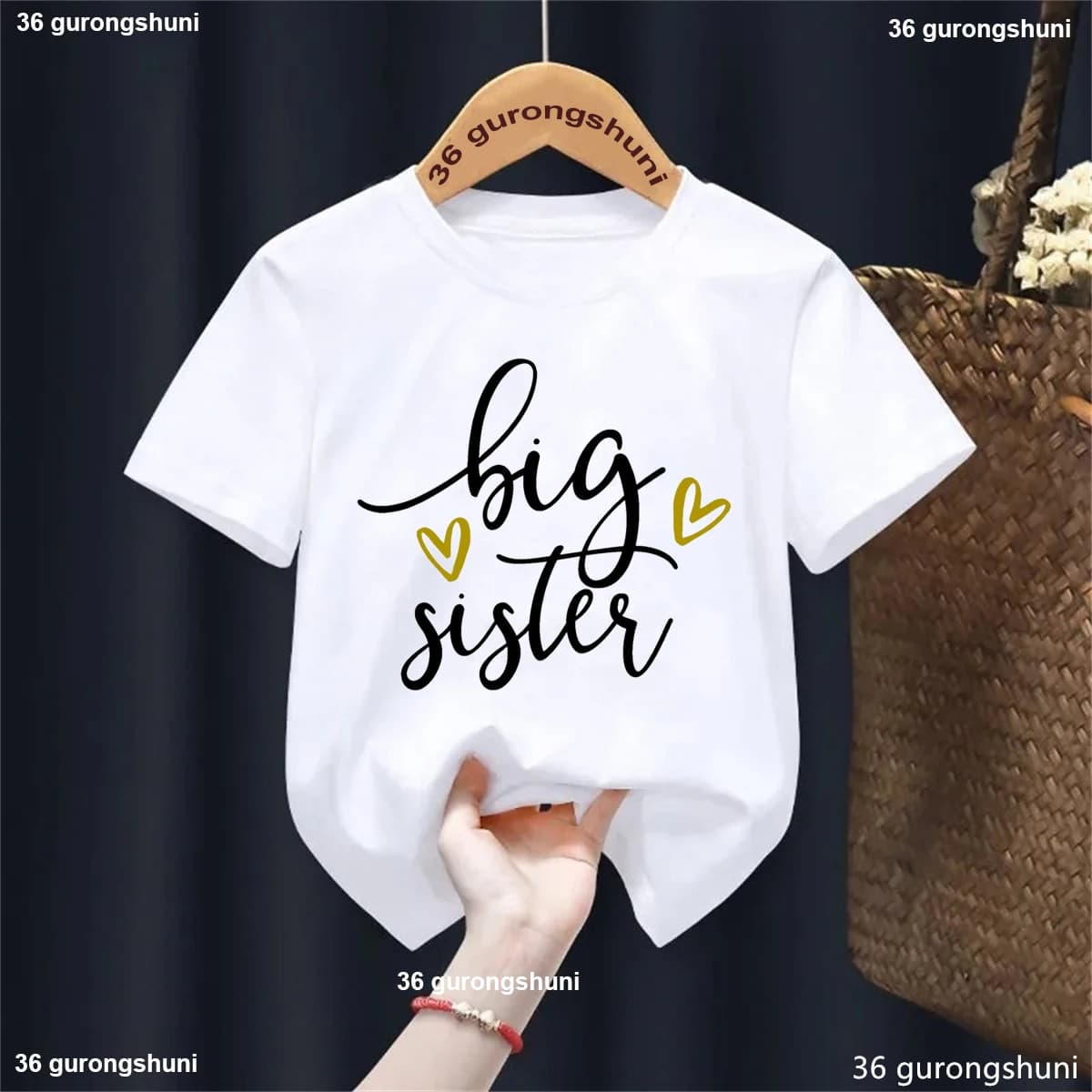 Maglietta stampata grafica Big Sister Ragazze Kawaii Abbigliamento per bambini Sister Club Abbigliamento per bambini Camicia Harajuku Maglietta solida