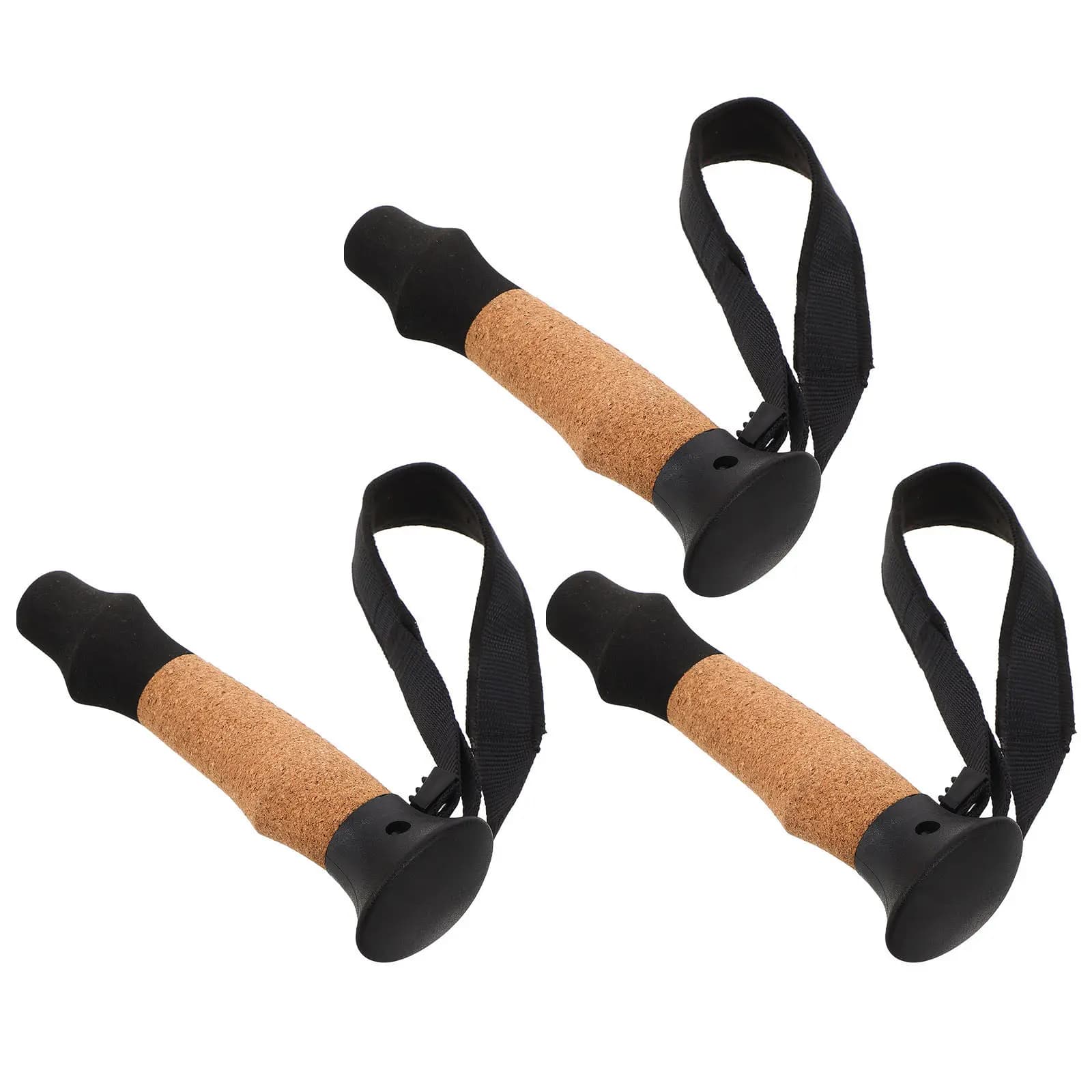 Set di 3 Impugnature in Sughero per Bastoncini da Trekking, Leggere e Antiscivolo, Manici Ergonomici di Ricambio per Bastoni da Escursionismo con Cinturino da Polso