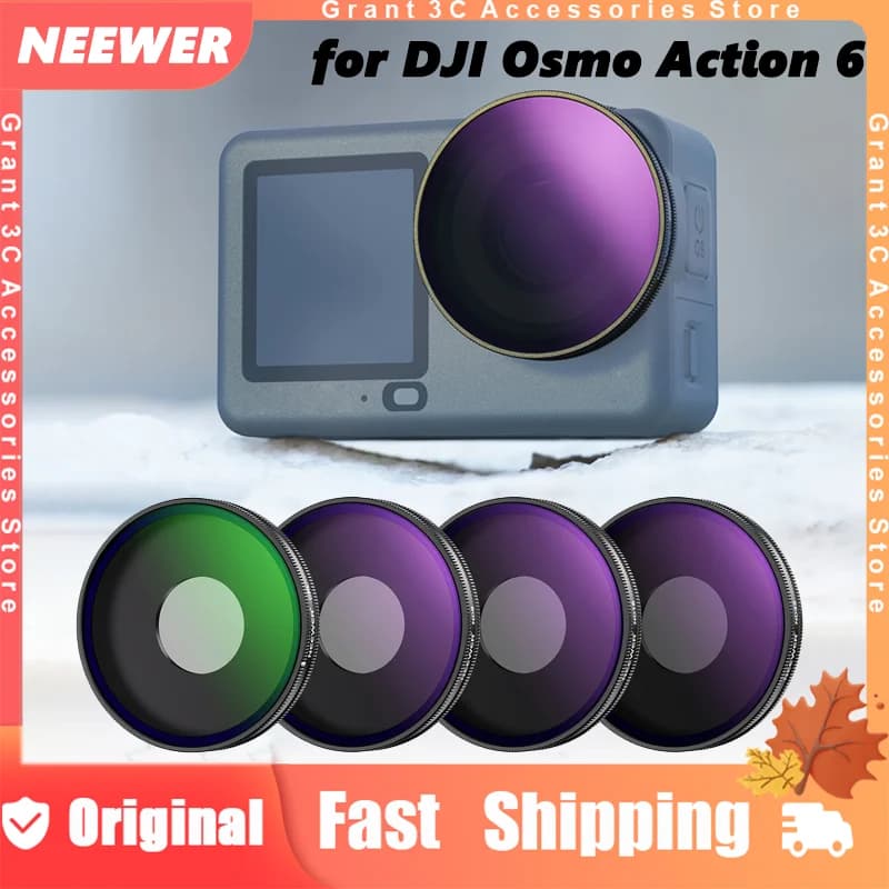 NEEWER Action6 ND Dimmable filter kit for DJI Osmo Action 6 ND8 ND16 ND32 CPL Polarizing mirror UV filter Ensure image contrast