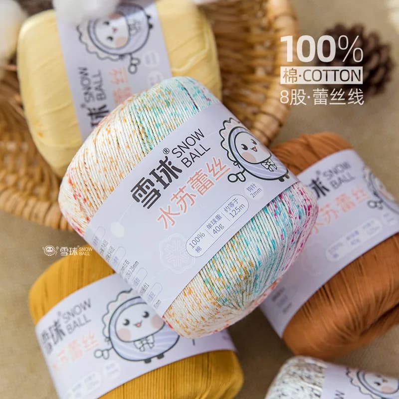 Circa 150g/pz, circa 125 metri, filato di cotone puro tinto per uncinetto, tipo Snowball Size 3, per fai da te, bambole fatte a mano, abbigliamento.