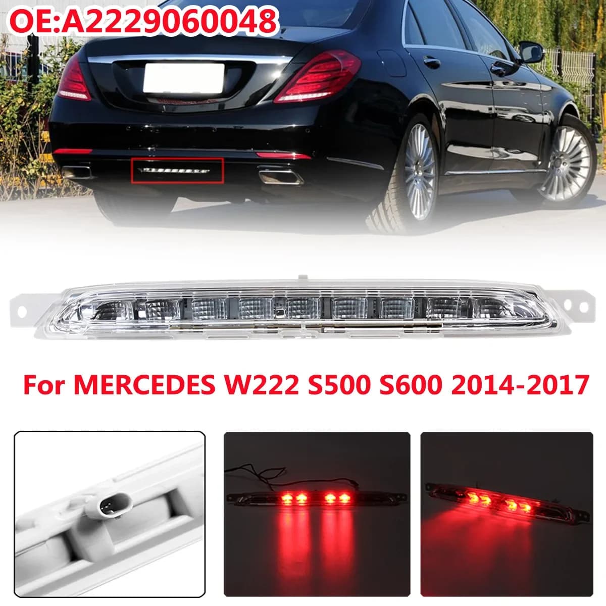 Rear Diffuser Bumper Fog Light For Mercedes W222 S-Class S500 S600 2014-17 Rear Lower Bumper Brake Light A2229060048 2229060048