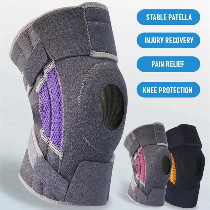 1 ginocchiere per PC con stabilizzatori laterali per dolore al ginocchio, supporto per ginocchio con patella per uomini e donne - Corsa, ciclismo, arrampicata