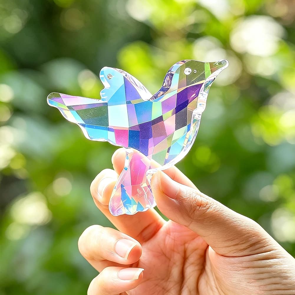 Lucky Hummingbird Crystal Suncatcher Hanging Glass Sunlight Shadow Dream Rainbow Maker Spiritual Car Pendant Window Garden Decor