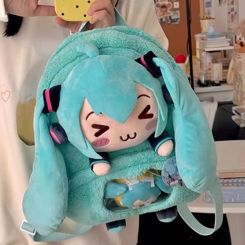Hatsune Miku Sweet And Cute Creative Anime Picture Embroidery Fashion Large Capacity Storage Soft Plush Backpack Fans Toy Gift