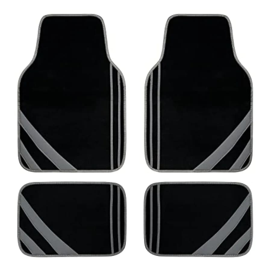 Carpet Car Floor Mats, Edge Leather Waterproof Car Mats with Double Stitch Line and Anti-Slip Backing Design, Fit 95 Automotive