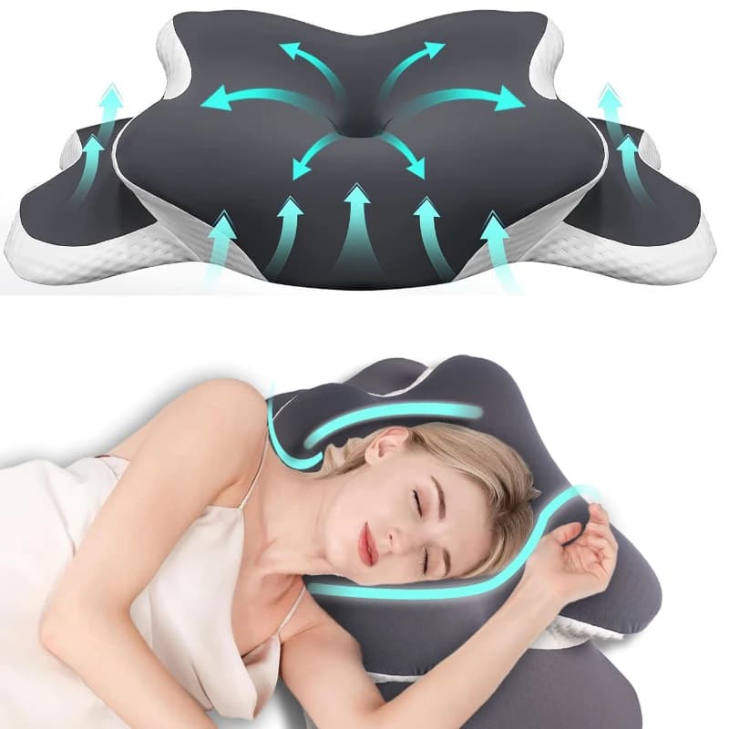 Cuscino cervicale per supporto per il collo Cuscini ergonomici in memory foam a farfalla per dormire Cuscino per letto ortopedico per lo stomaco posteriore laterale