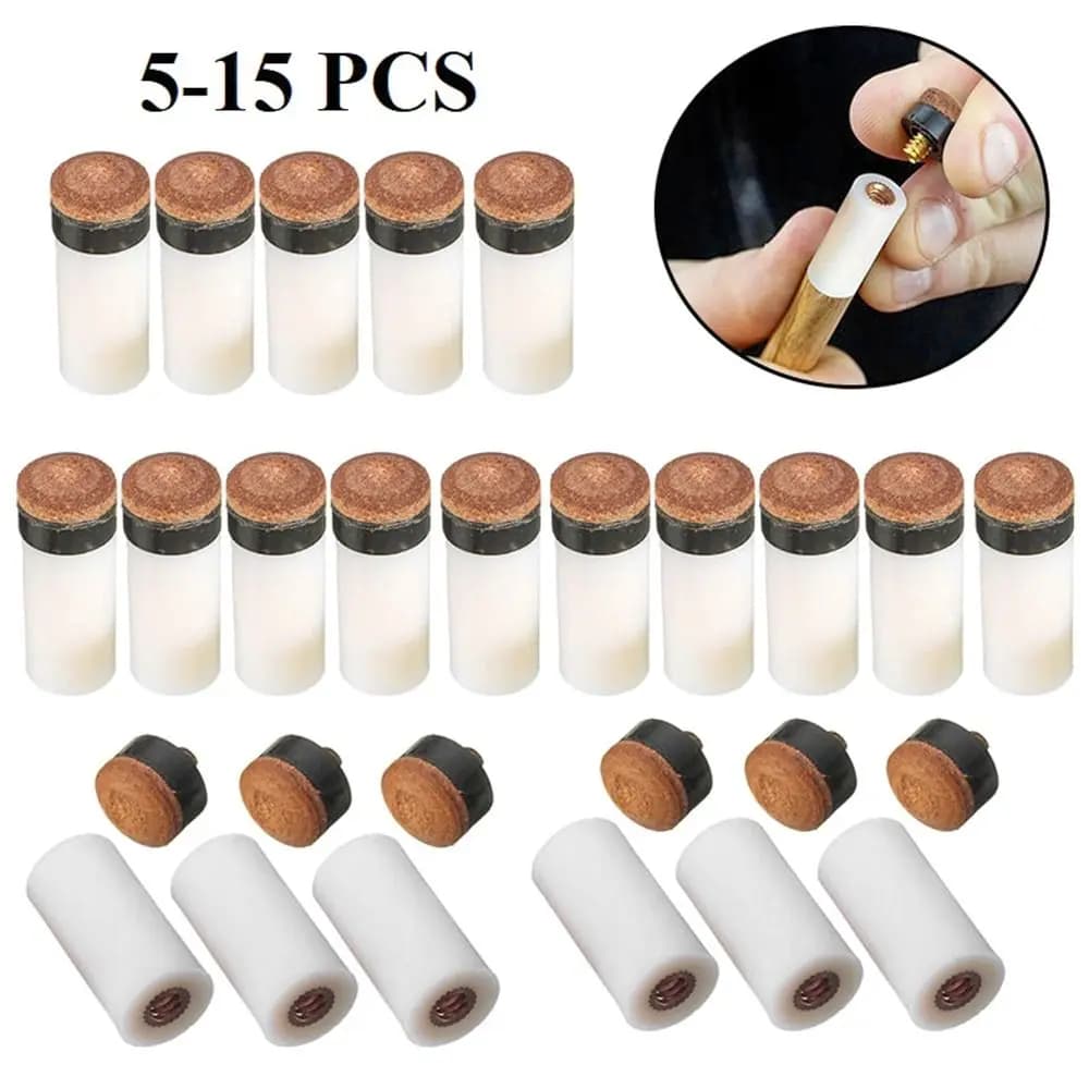 Nuovo Set di 5 Puntali per Stecca da Biliardo Avvitabili 10/11/12/13mm, Ricambio per Stecca da Snooker, Accessorio in Plastica