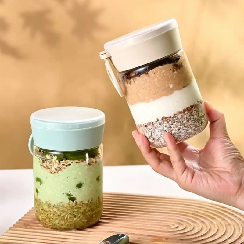 Contenitore per avena notturna con coperchio, barattolo avena notturna da 20 oz confezione da 2/4, tazze farina d'avena,