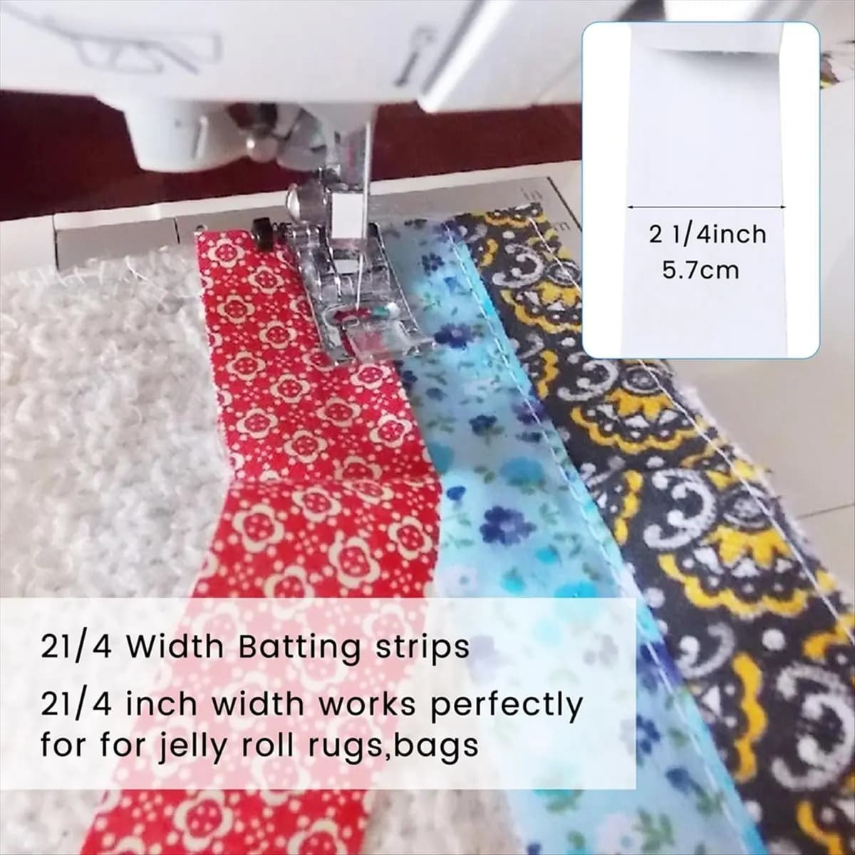 AA77 NEW Batting Strip 2 1/4 Inchx50 Yard Cotton Blend Fleece BattingRoll for Needle Punched with 4 Fabric Tube Makers