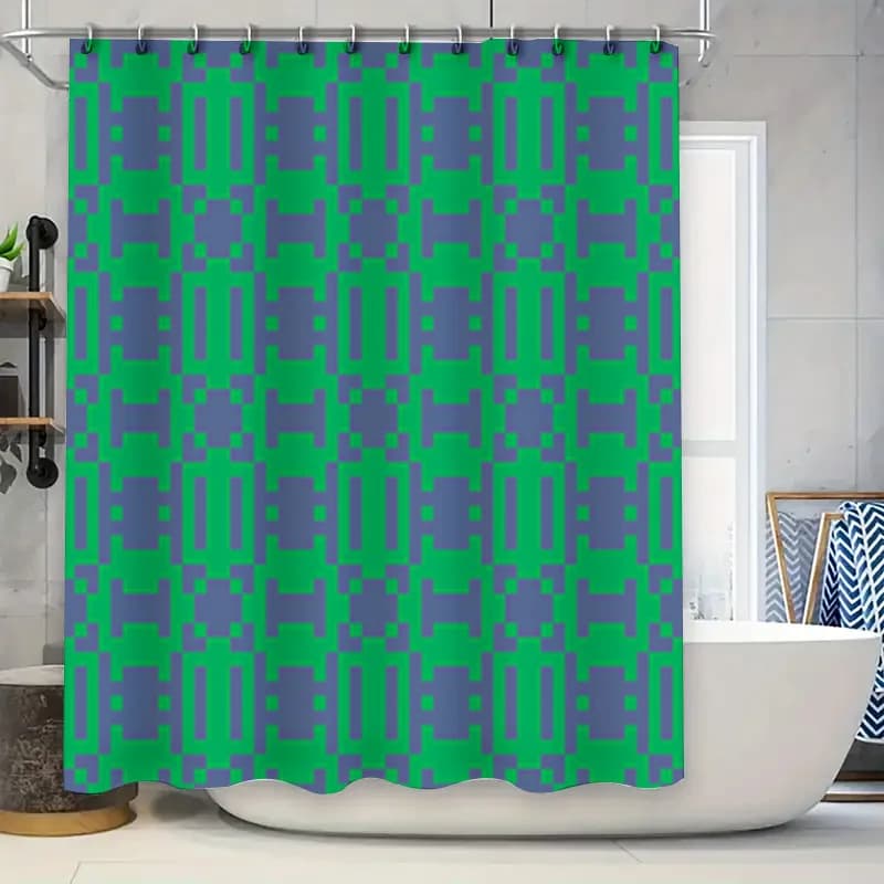 Tenda da doccia da bagno verde viola con design astratto per decorazioni da bagno in tessuto di poliestere, set di tende da doccia impermeabili per la casa