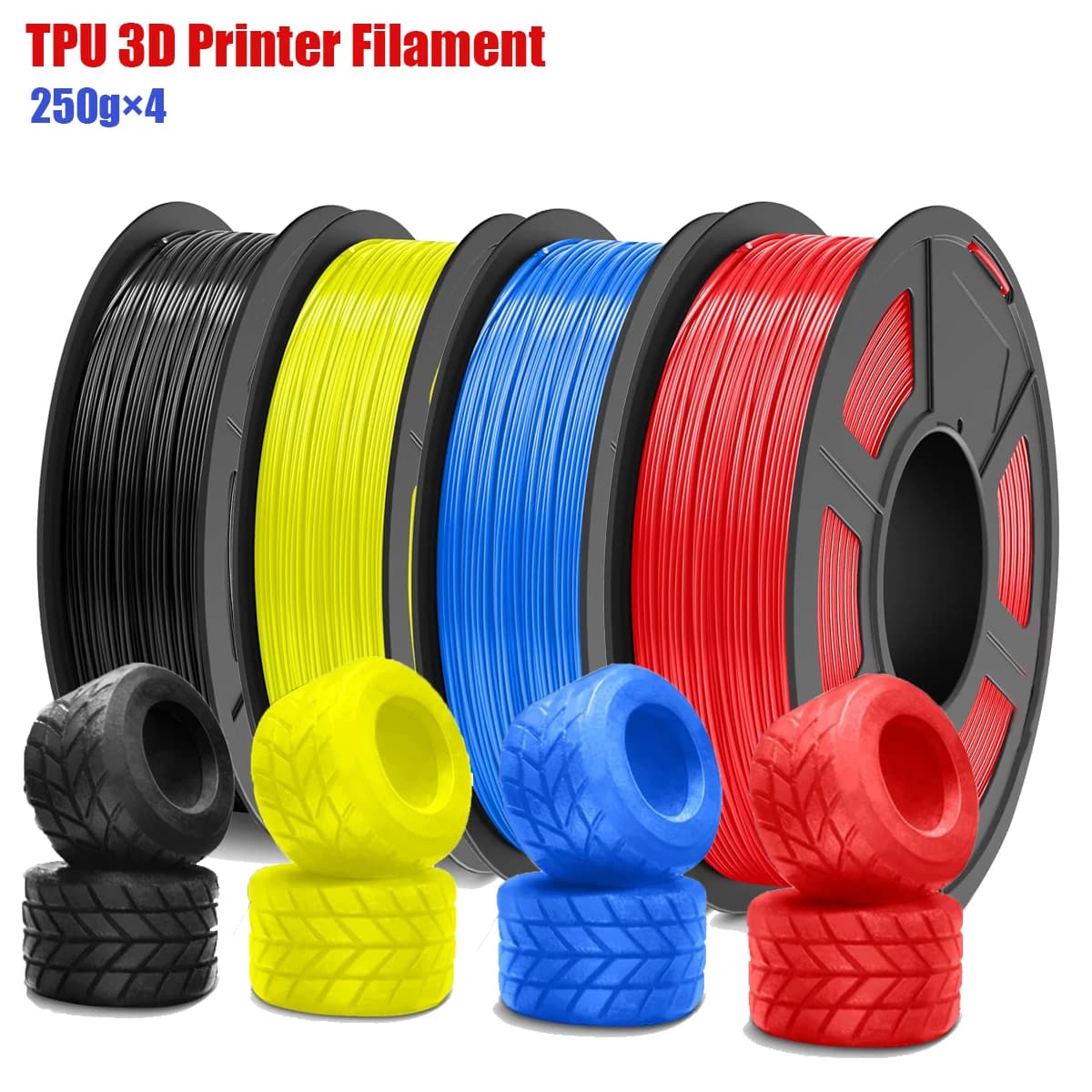 3D TPU printer filament package, high speed 95A TPU filament 1,75 mm ±0.03 mm, individually vacuum packed, 250 g coil