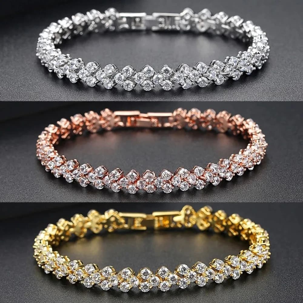 Bracciale di Lusso in Cristallo Romano per Donne, Braccialetti con Catena a Cuore, Bracciale con Strass, Accessori per Matrimoni, Gioielli, Regali