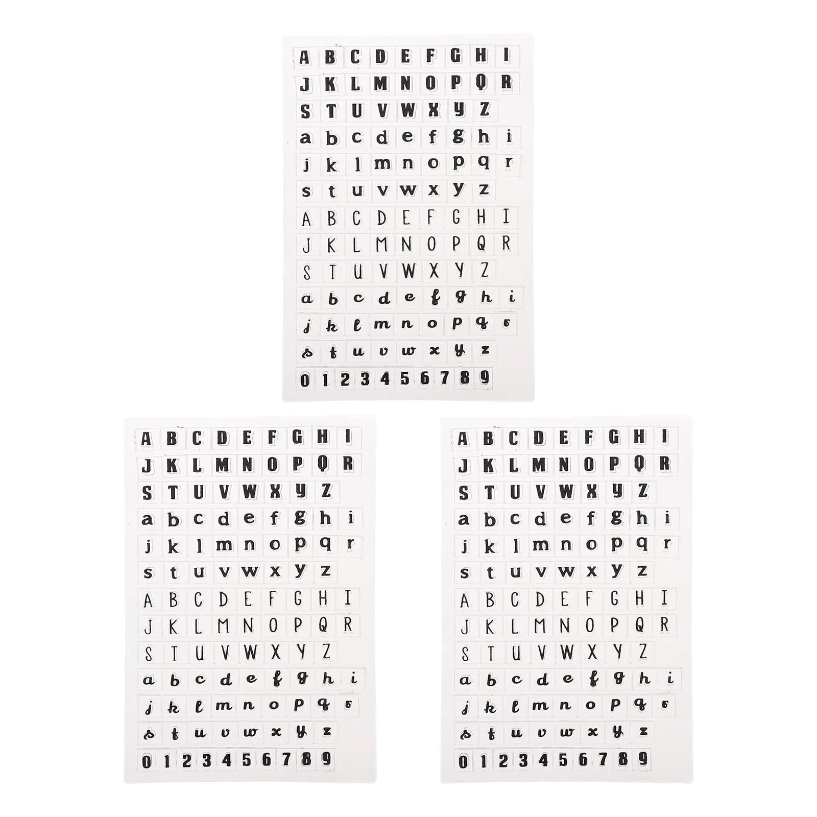 3Sets Transparent Alphabet Stamps Clear PVC DIY Letter Number Stamp Kit Uppercase Lowercase for Scrapbooking Card Making Craft