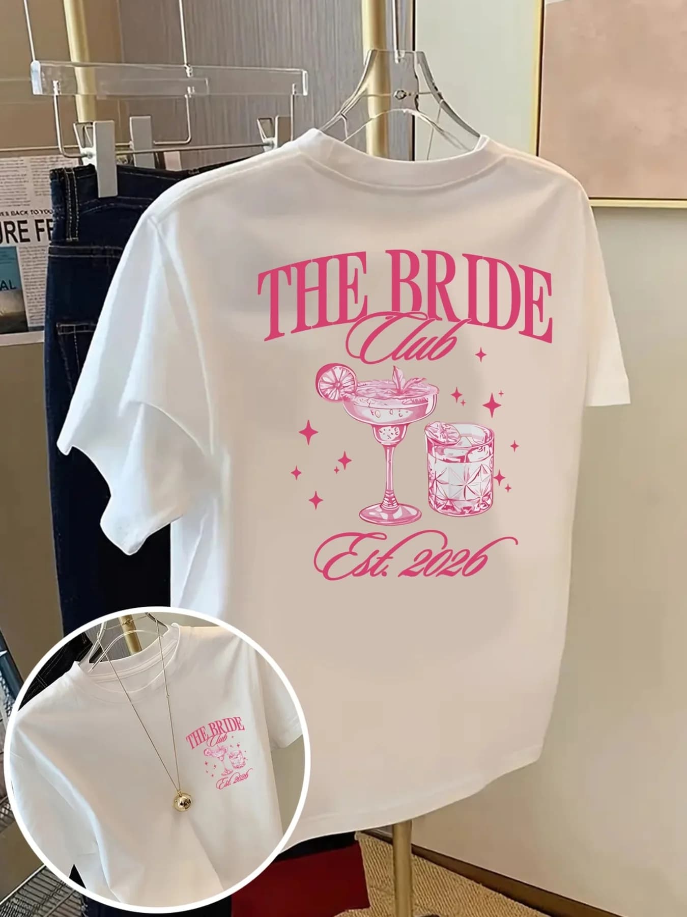 T-shirt stampata da donna a maniche corte, alla moda, per il cocktail club nuziale, con stampa primaverile, un capo elegante per il weekend