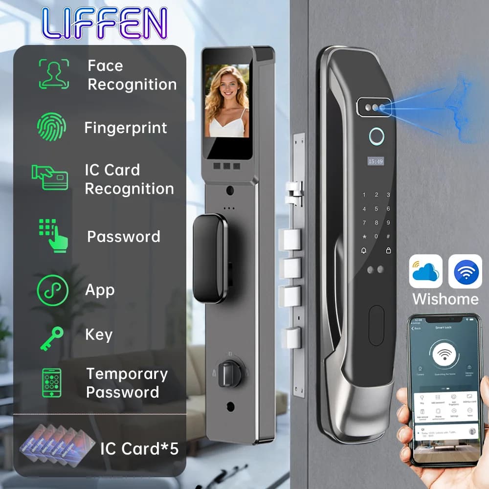 Riconoscimento facciale 3D Smart LOCK Sblocca serratura digitale con fotocamera Fingerprint Password Sblocca serratura elettronica senza chiave