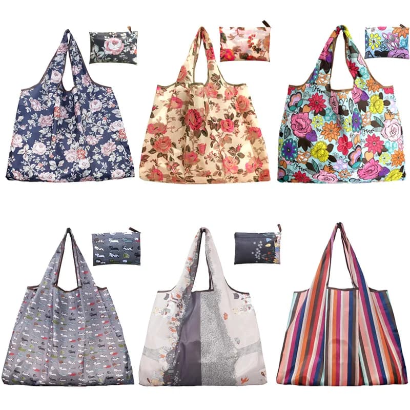 Women's Hand Shopper Bag Ultra Lightweight Grocery Bag Fold Eco Friendly Shopping Tote Bag Women's Daily Folding Handbag