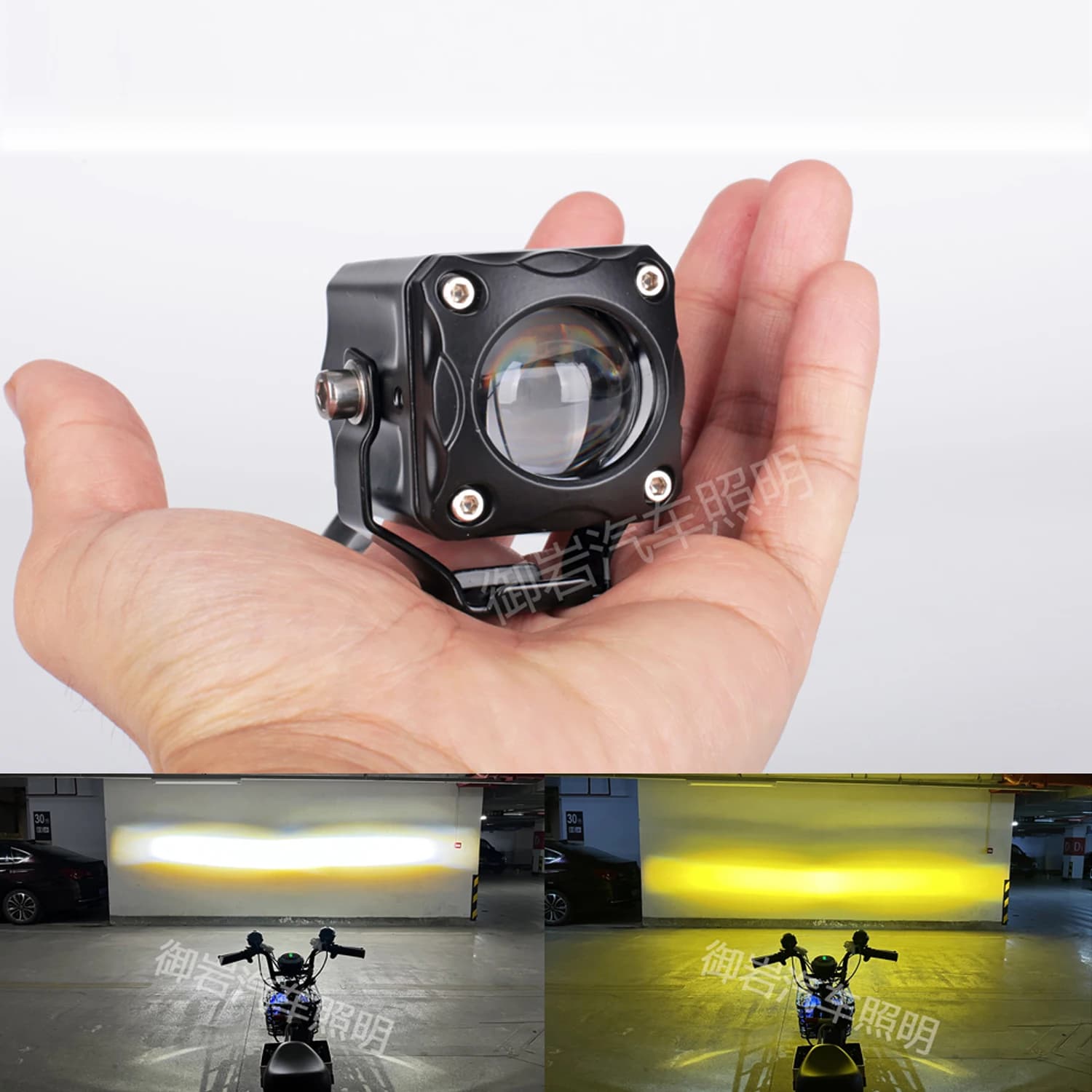 2Inch Motorcycle Mini Driving Work Light Dual Color High Low Beam Headlight Auxiliary Fog Light For Offroad Trucks Boat Bicycle