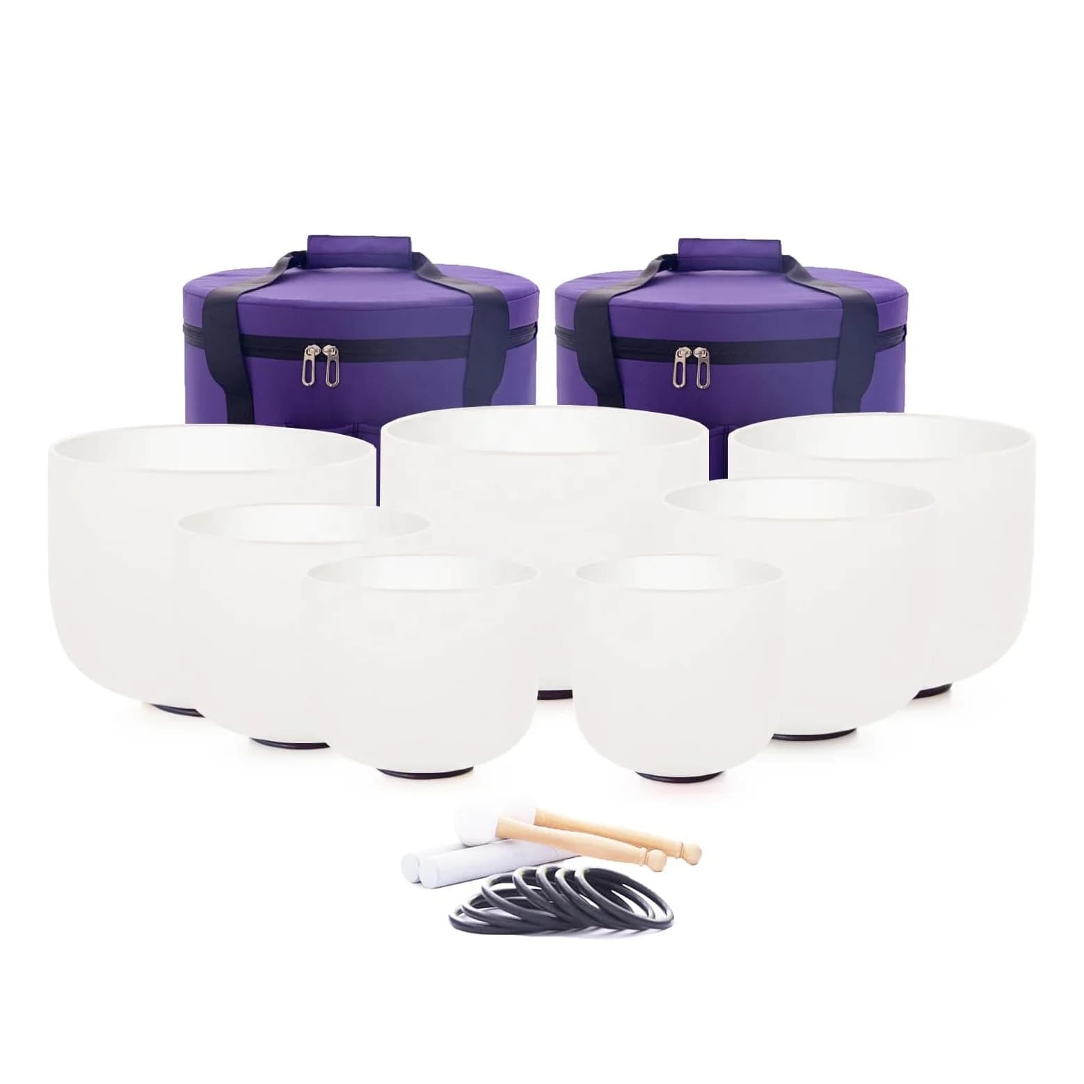 7-12 Inch 432hz Crystal Singing Bowls Set Of 7 Pcs Chakra For With Heavy Duty Carrying Case