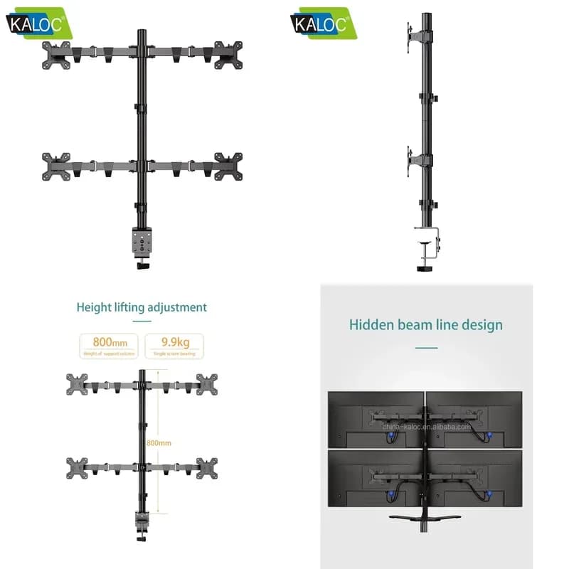 KLC-DW240-J Factory Multiple 4 LCD Stand 17-27" Adjustable Computer Four Holder Arm Desk Shelf Stand
