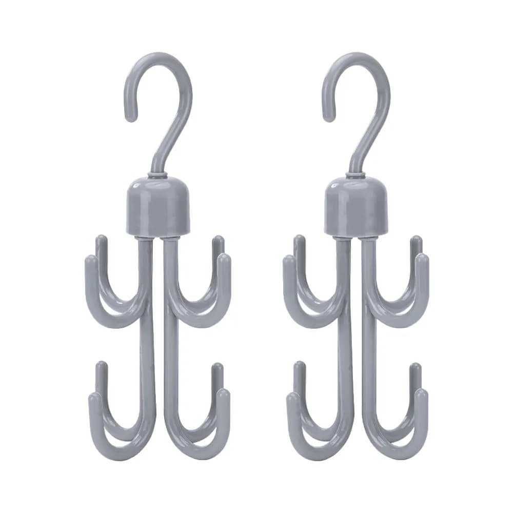 360 Degree Swivel Hook (2 Pieces) Multifunctional Grey for Wardrobe, Hats, Scarves, Ties, Belts, Bags - For Home
