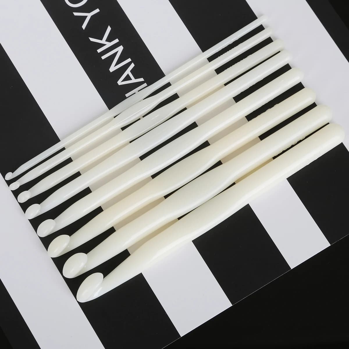 1/8Pcs 3-10mmx14cm White Plastic Sweater Crochet Hook For Making Woolen Crafts, Dolls, Bags, Socks Sewing DIY Weaving Tools
