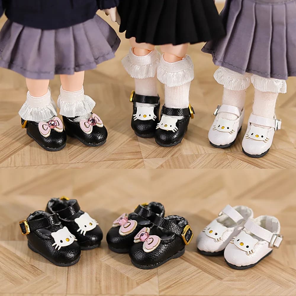 1 Pair of OB11 Doll Baby Shoes kitten Pattern Cute Sneakers 1/12 Bjd Doll Shoes Decoration Detachable Doll PVC Material