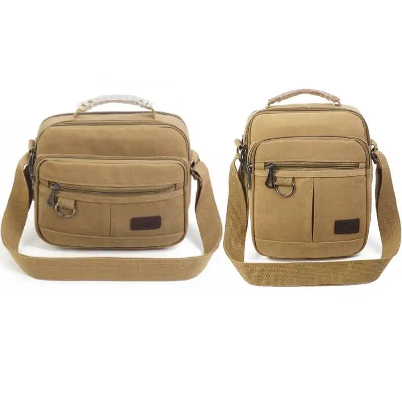 Canvas Shoulder Bag Casual Messenger Tote Crossbody Bags Outdoor Hiking Short Trip Satchel Weekend Retro Multipocket Handbag