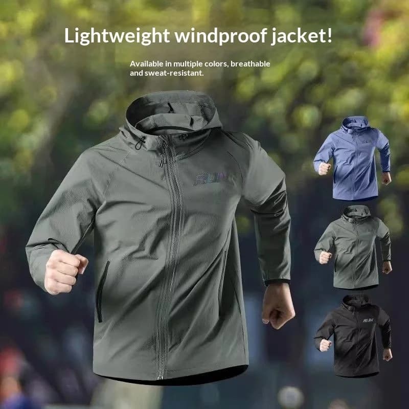 Men Sports Windbreaker Spring New Thin Hooded Jacket Windproof Rainproof Outdoor Four Seasons Coat