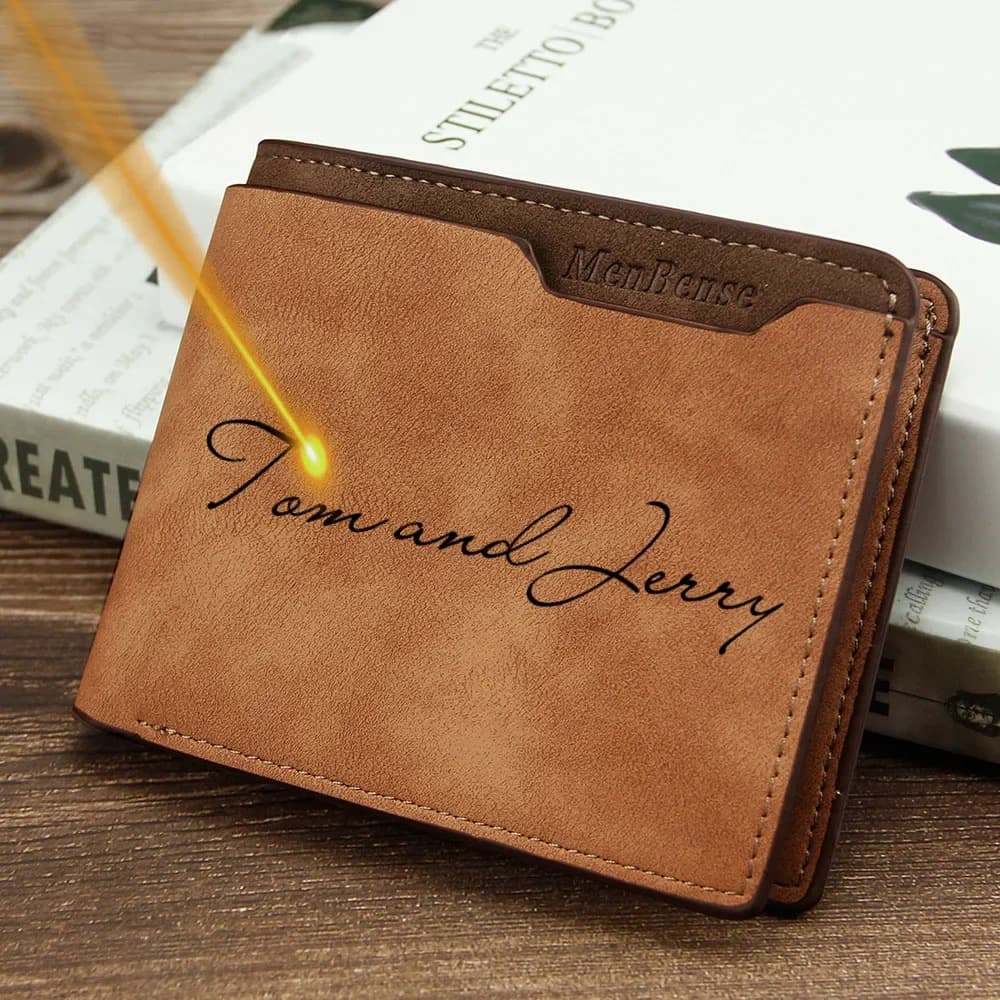 Small and Thin Men's Wallet Designer Luxury Brand Wallets With Engraving Customized Name And Design Custom Gift For Father, Husband,He