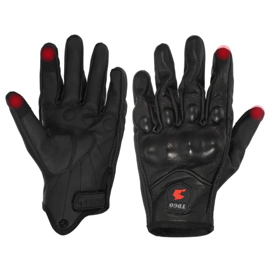 1 Pair Riding Gloves Winter Leather Motorcycle Gloves Black XL