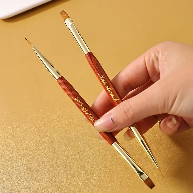 1/4 pezzi oro doppia testa pennello per unghie pennello da disegno pennello per fodera penna per pittura smalto gel cristallo nail art strumenti per manicure unghie