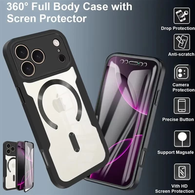Full Body Protection Case For Apple iPhone 18 17 Pro Max Protective Cover With Screen Protector For Magsafe Wireless Charing
