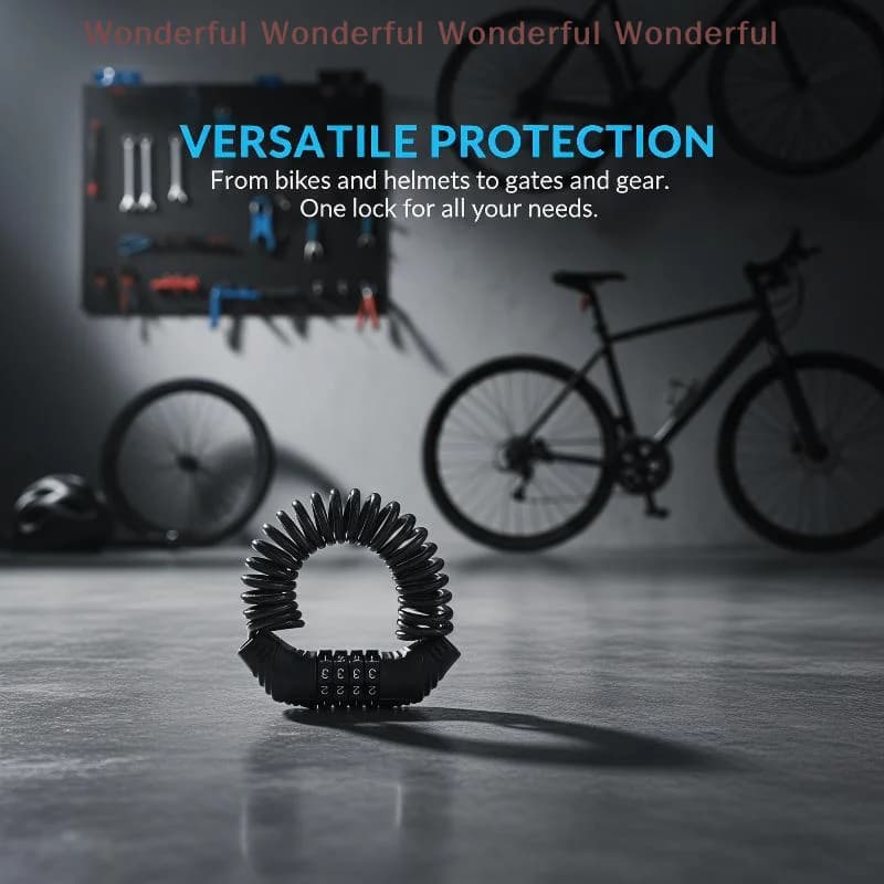 Cavo di Sicurezza Nero per Casco Moto con Combinazione a 4 Cifre, Antifurto Portatile per Scooter e Biciclette
