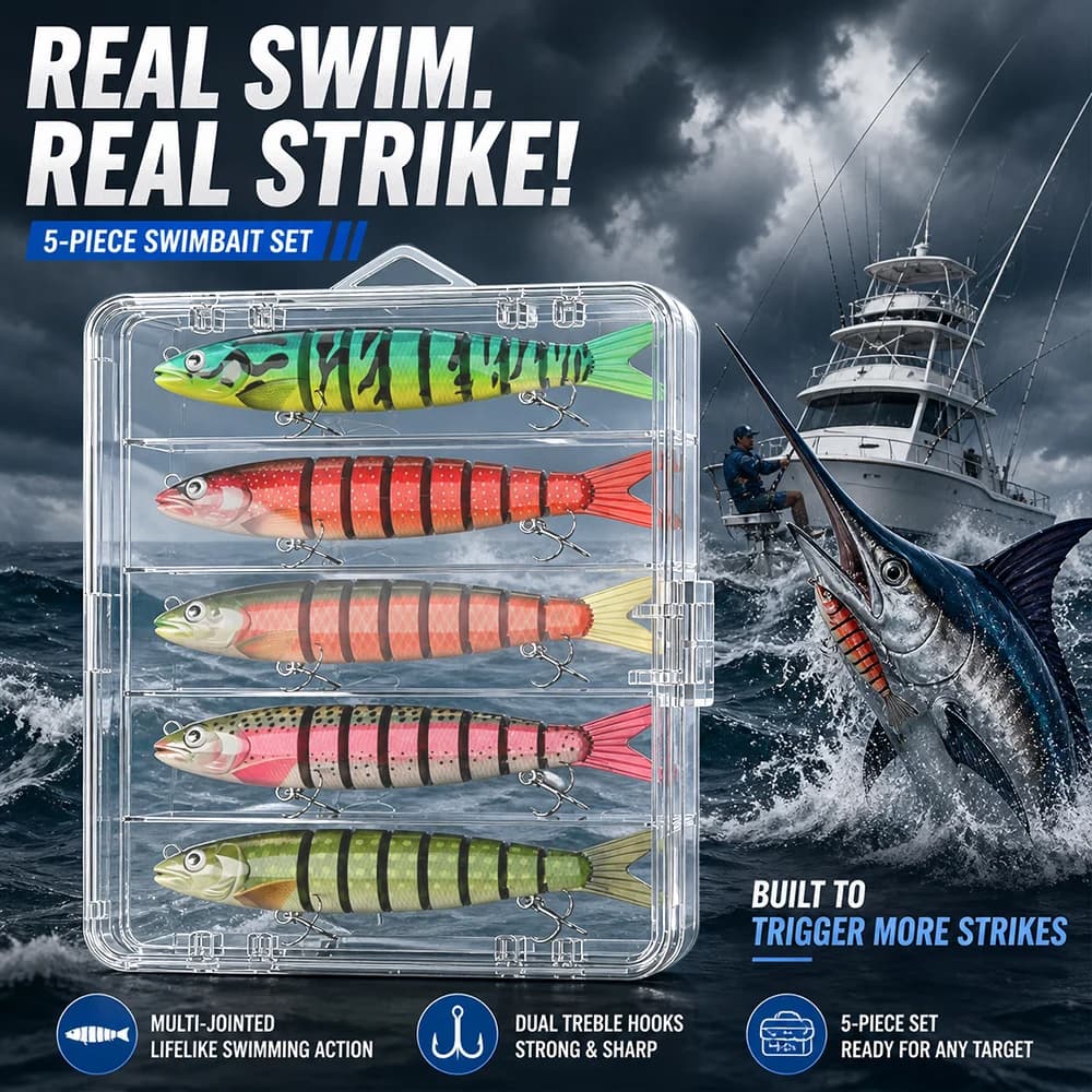 5 Pcs Hard Bionic Swimbaits Multi Jointed Sinking Pencil Lure Treble Hook Pesca Tackle Bass Trout Carp Fresh Salt Water